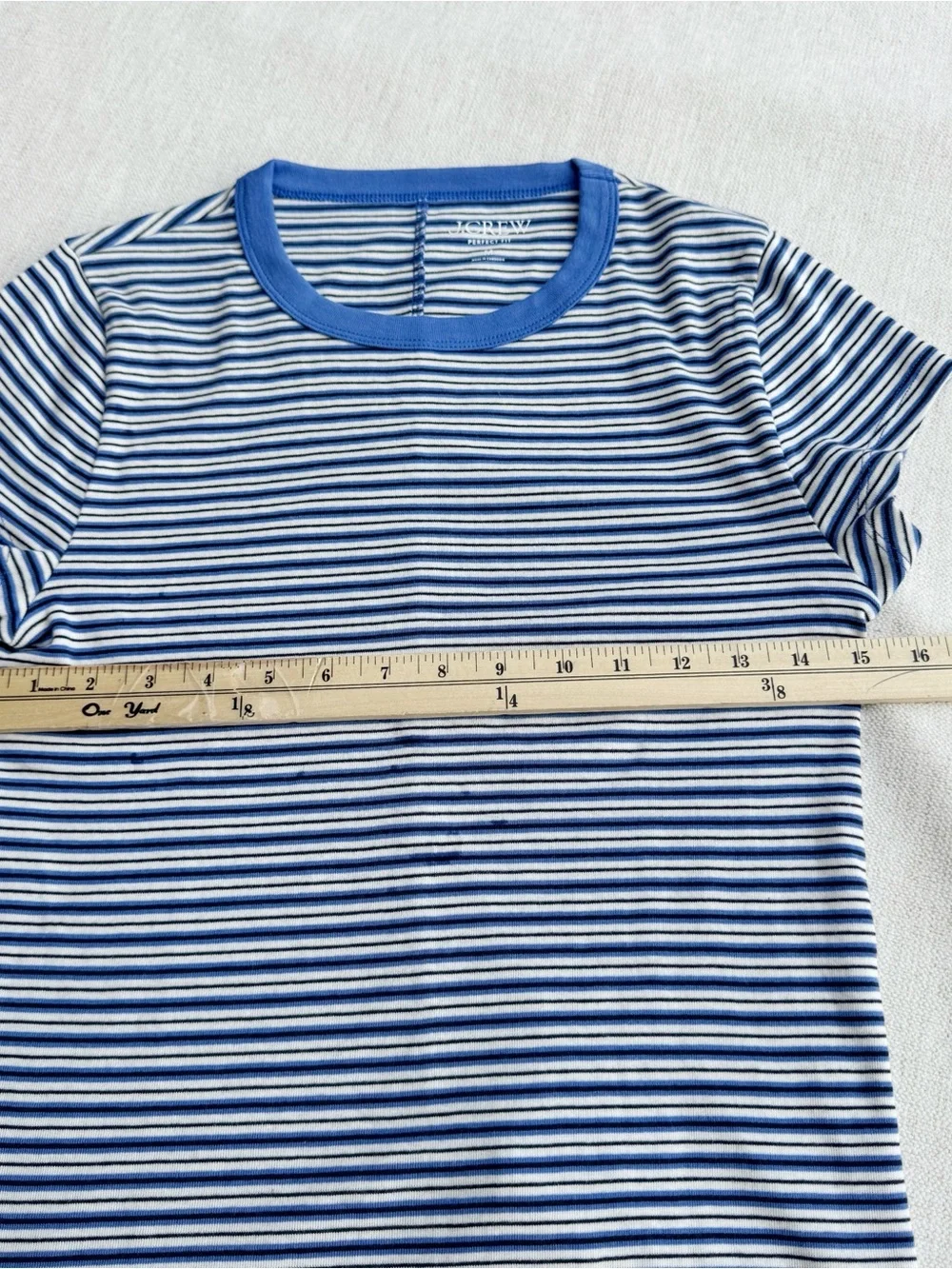 J Crew new women's perfect-fit crewneck T-shirt in stripe in blue white